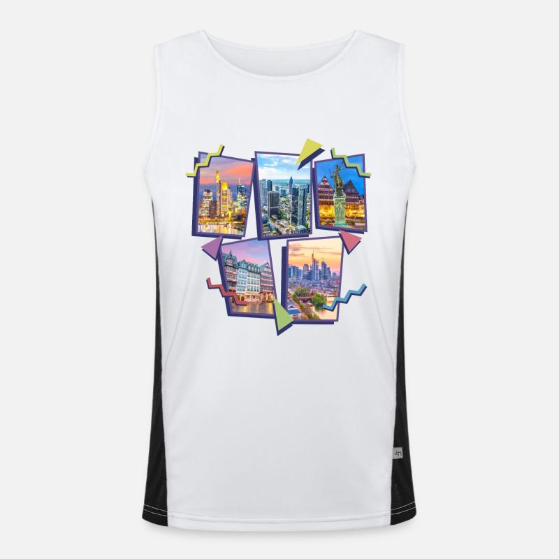 Frankfurt Germany City Skyline Collage Men's Functional Contrast Tank Top 