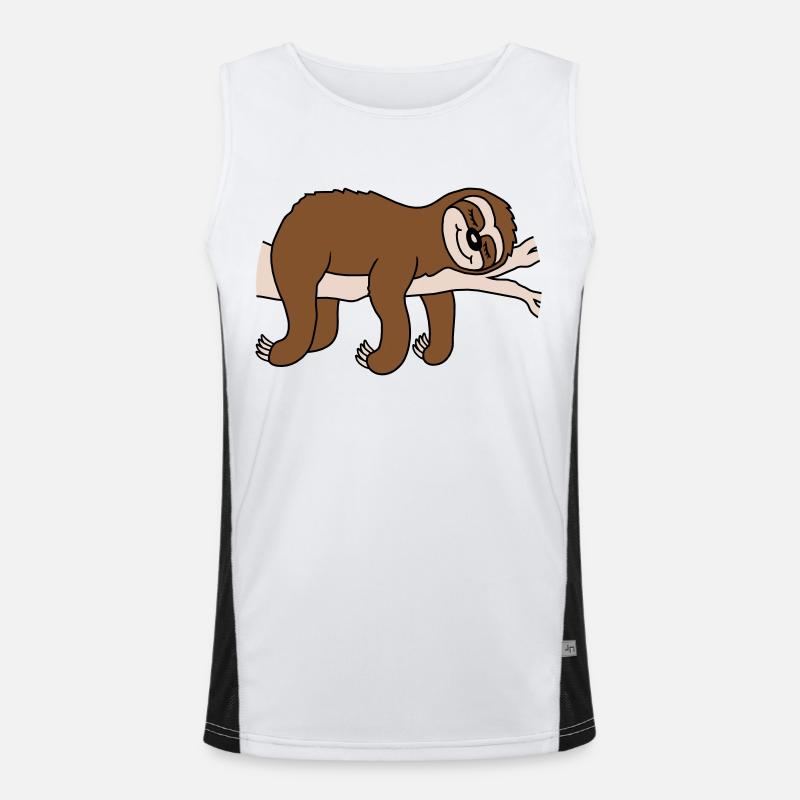 Tired Sloth Sleeps Comic - Men's Functional Contrast Tank Top  - white/black