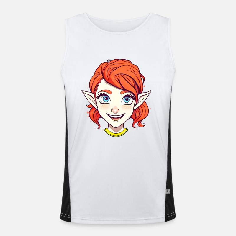 Elfe joyeuse rousse aux yeux bleus Débardeur respirant contrasté Homme 