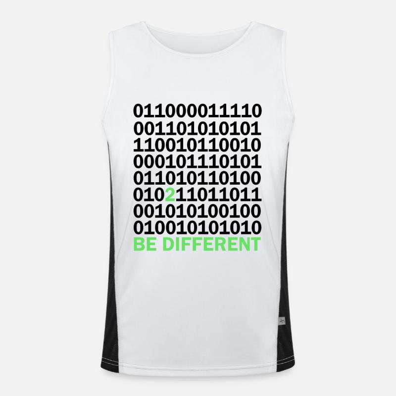 Be Different Binärcode Nerd Geschenk - Funktionelles Kontrast-Tank Top für Männer  - Weiß/Schwarz