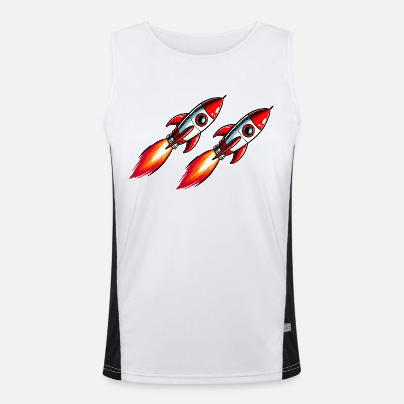 Rakete Comic Funktionelles Kontrast-Tank Top für Männer 