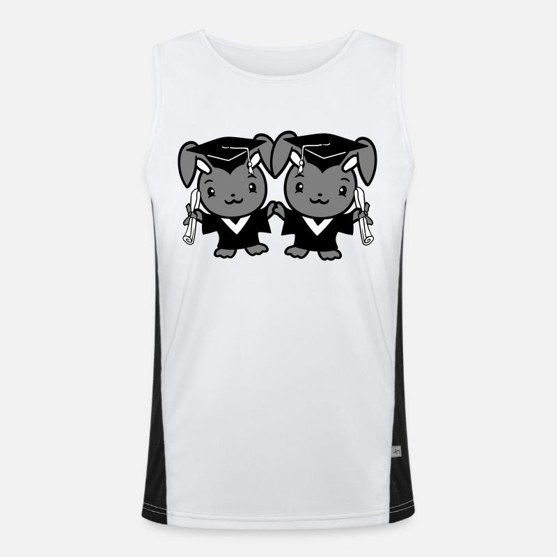 2 Hasen College Schul Abschluss Zwei Freunde Team Funktionelles Kontrast-Tank Top für Männer 