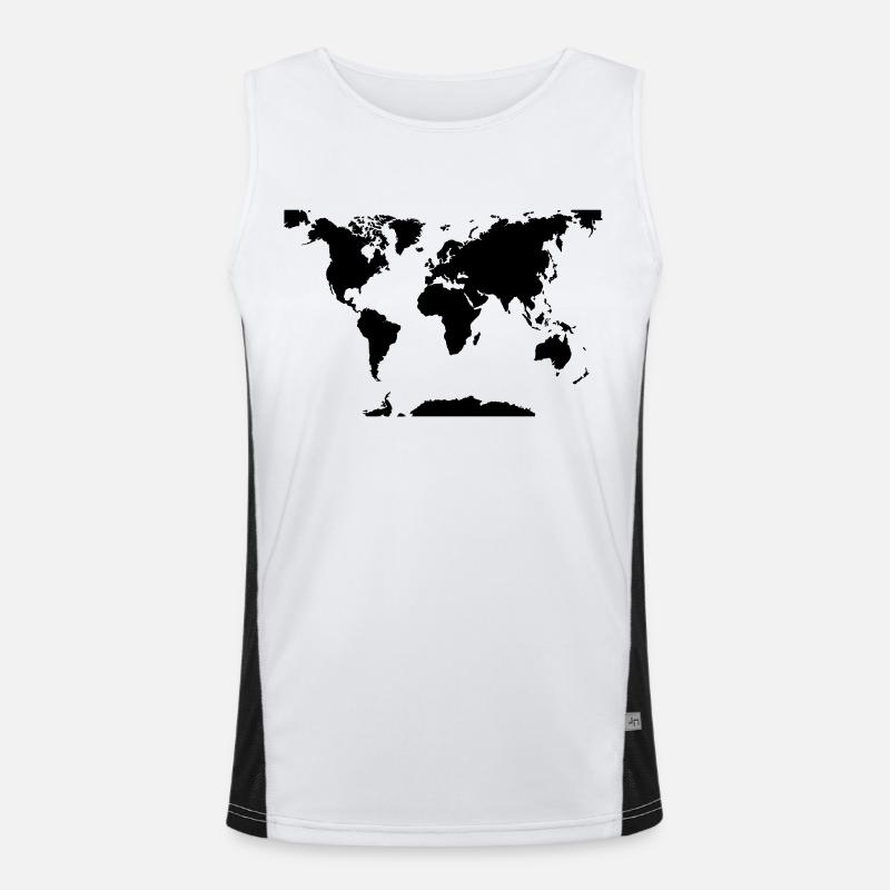 World map Men's Functional Contrast Tank Top 