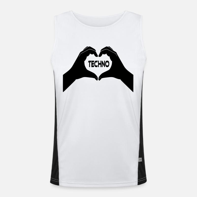 I Love Techno Funktionelles Kontrast-Tank Top für Männer 