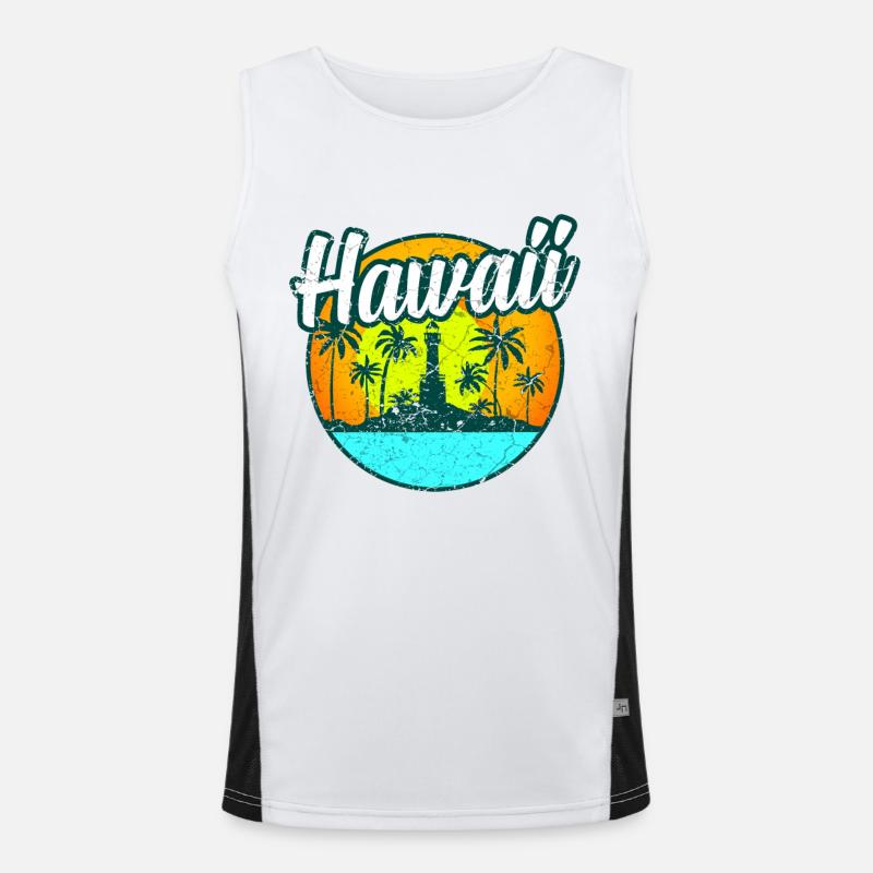 Hawaii Hawai vacation sunset Men's Functional Contrast Tank Top 