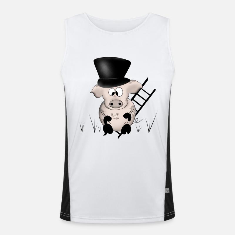 Schwein Silvester viel Glück Funktionelles Kontrast-Tank Top für Männer 