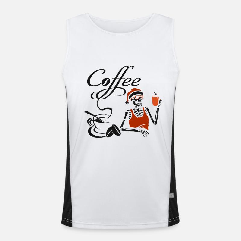 Coffee cup skeleton coffee cafe - Men's Functional Contrast Tank Top  - white/black