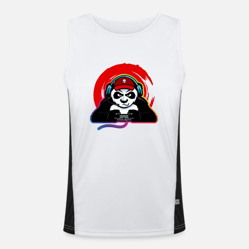 Gaming Panda headset controller Men's Functional Contrast Tank Top 