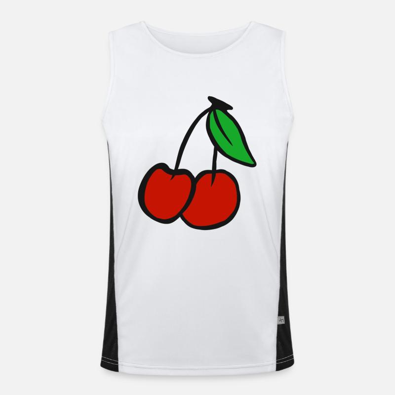 Cherry fruit cherries orchard healthy fruit Men's Functional Contrast Tank Top 
