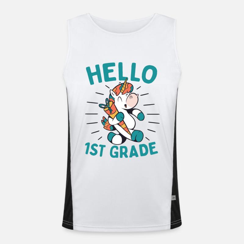 Hello 1st Grade - Hello First Grade Rocks Funktionelles Kontrast-Tank Top für Männer 