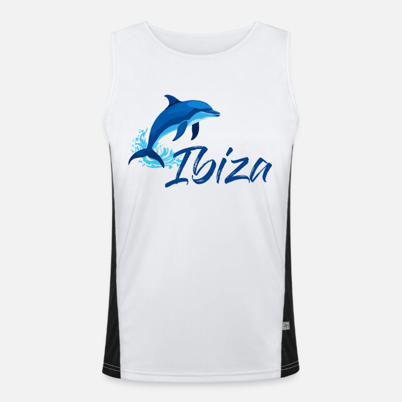 Ibiza Urlaub mit Delfin Funktionelles Kontrast-Tank Top für Männer 