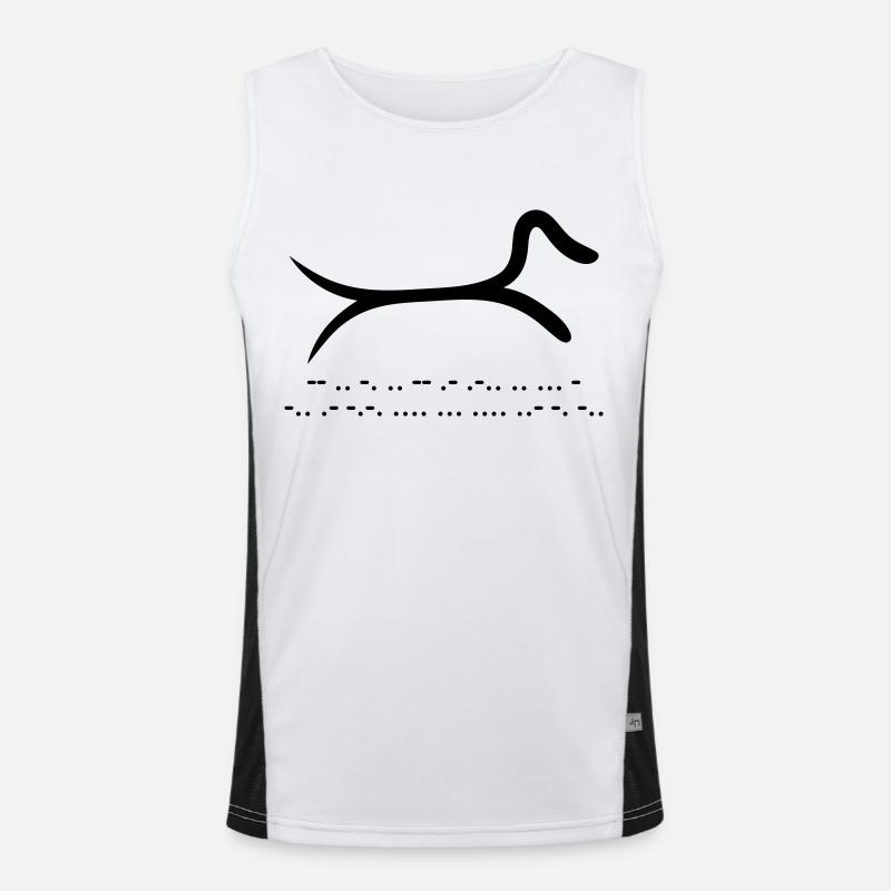 Dachshund with morse code - Men's Functional Contrast Tank Top  - white/black