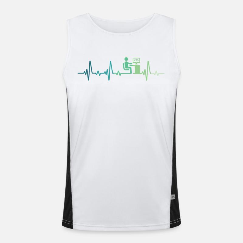 Heartbeat Programmer Developer - Men's Functional Contrast Tank Top  - white/black
