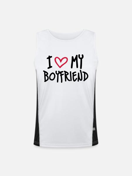 I Love My Boyfriend - Men's Functional Contrast Tank Top  - white/black - Front