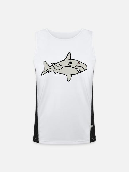 Poisson Requin Prédateur Eau Graffiti Océan - Débardeur respirant contrasté Homme  - blanc/noir - Devant