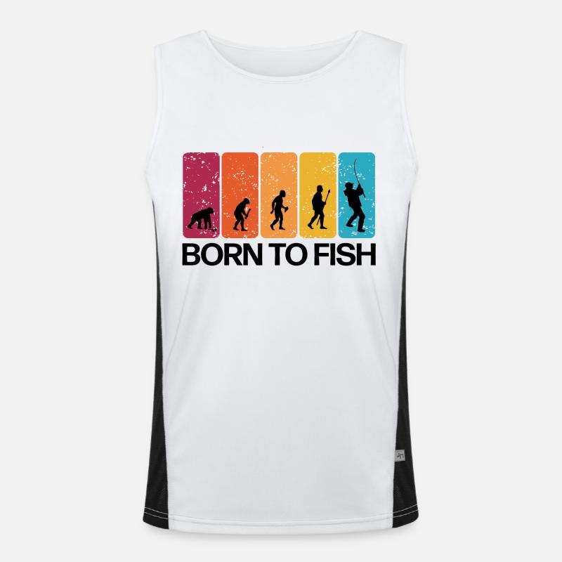 Born to Fish - Angler Evolution Funktionelles Kontrast-Tank Top für Männer 