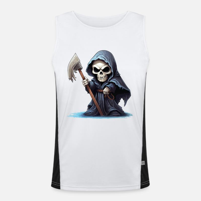 Grim Reaper, Scythe, Death, Skull, Skull, Skeleton Men's Functional Contrast Tank Top 