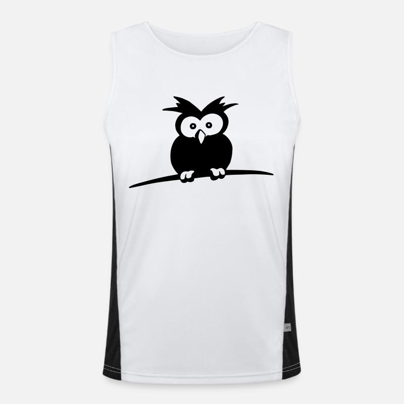 small owl - wake up - Men's Functional Contrast Tank Top - white/black