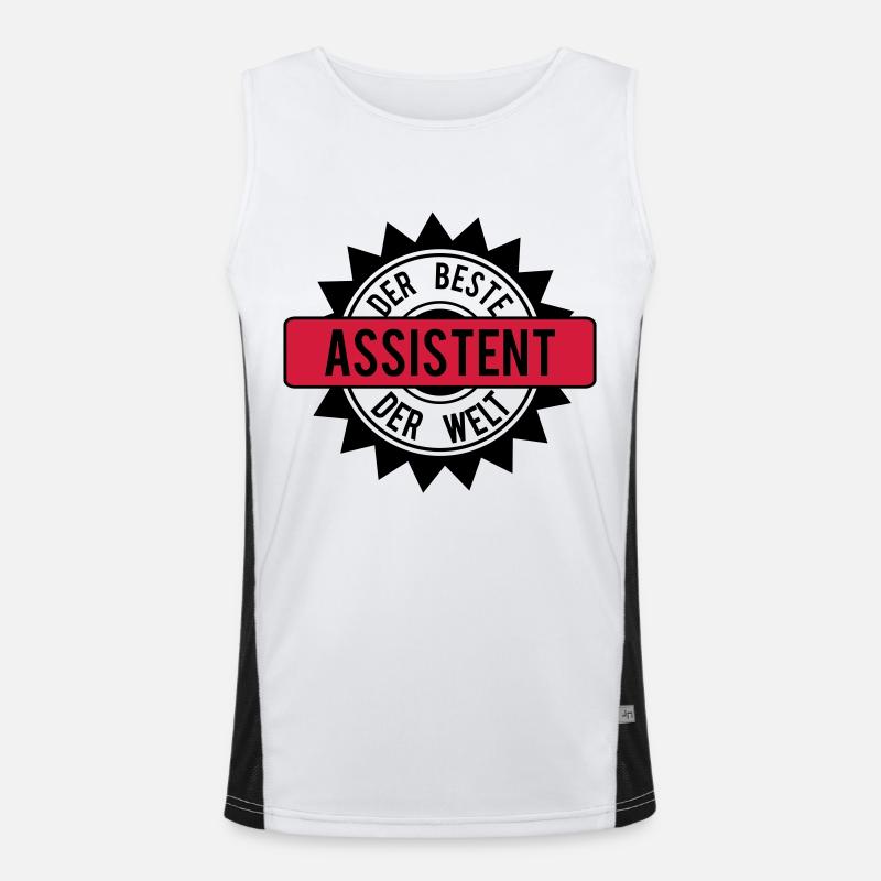 der beste assistent 2c - Funktionelles Kontrast-Tank Top für Männer  - Weiß/Schwarz