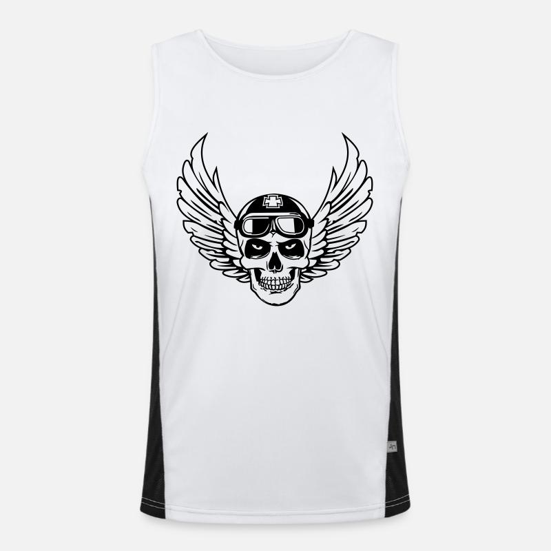 biker skull wings Débardeur respirant contrasté Homme 