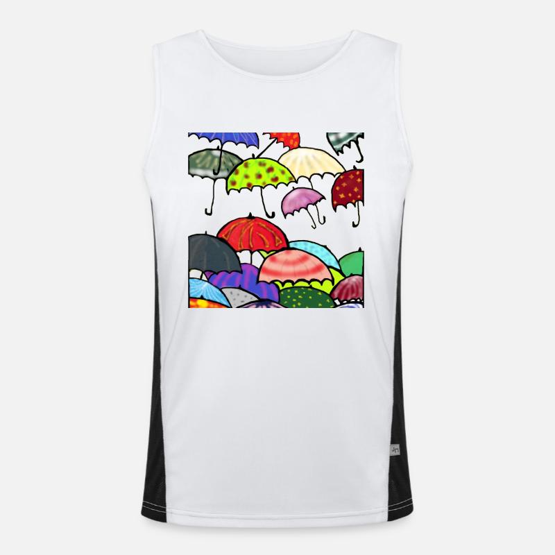 Die Schirmparade, eine bunte Geschenkidee. Kunst Funktionelles Kontrast-Tank Top für Männer 