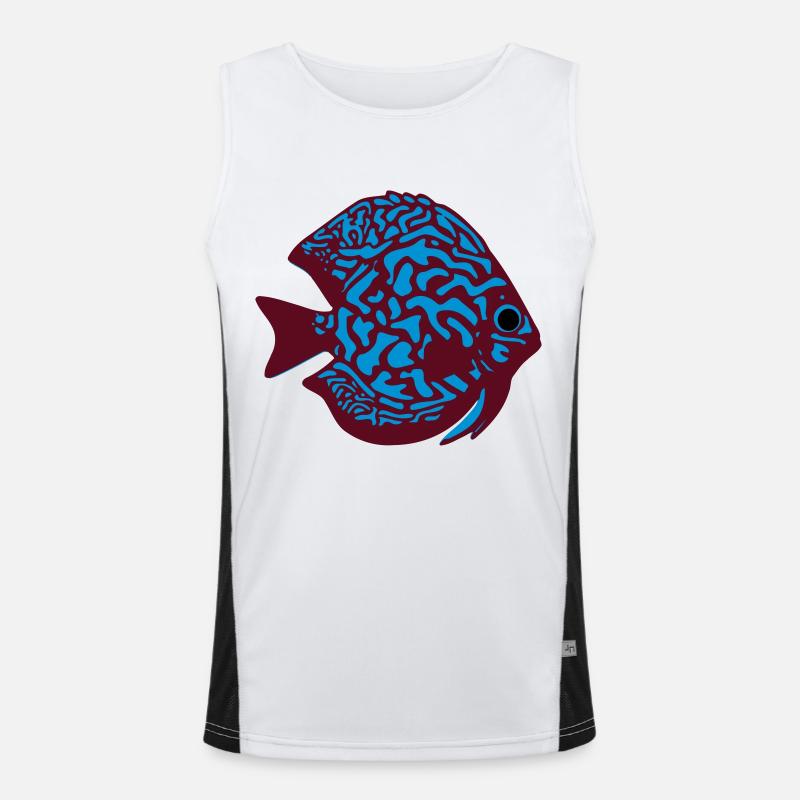discus fish vektor - Men's Functional Contrast Tank Top  - white/black