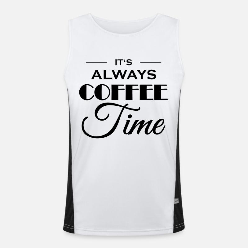 It's always coffee time - Men's Functional Contrast Tank Top  - white/black