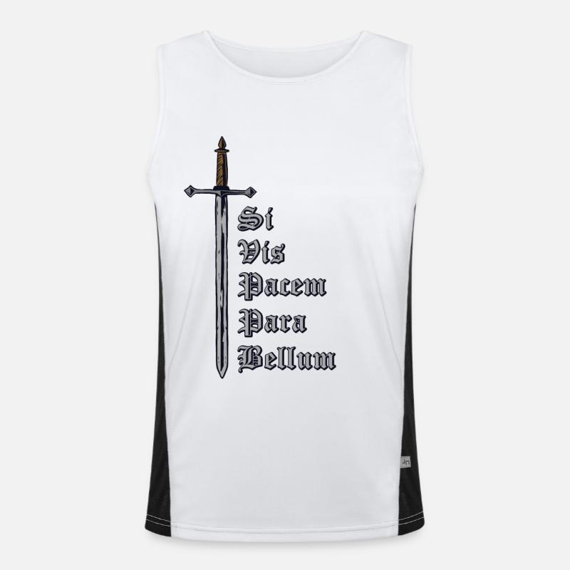 Latein mit Schwert - Si Vis Pacem Para Bellum Funktionelles Kontrast-Tank Top für Männer 
