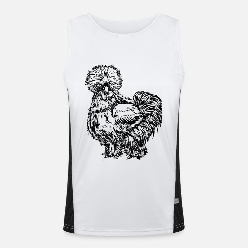 Silk Chicken Drawing - Men's Functional Contrast Tank Top  - white/black