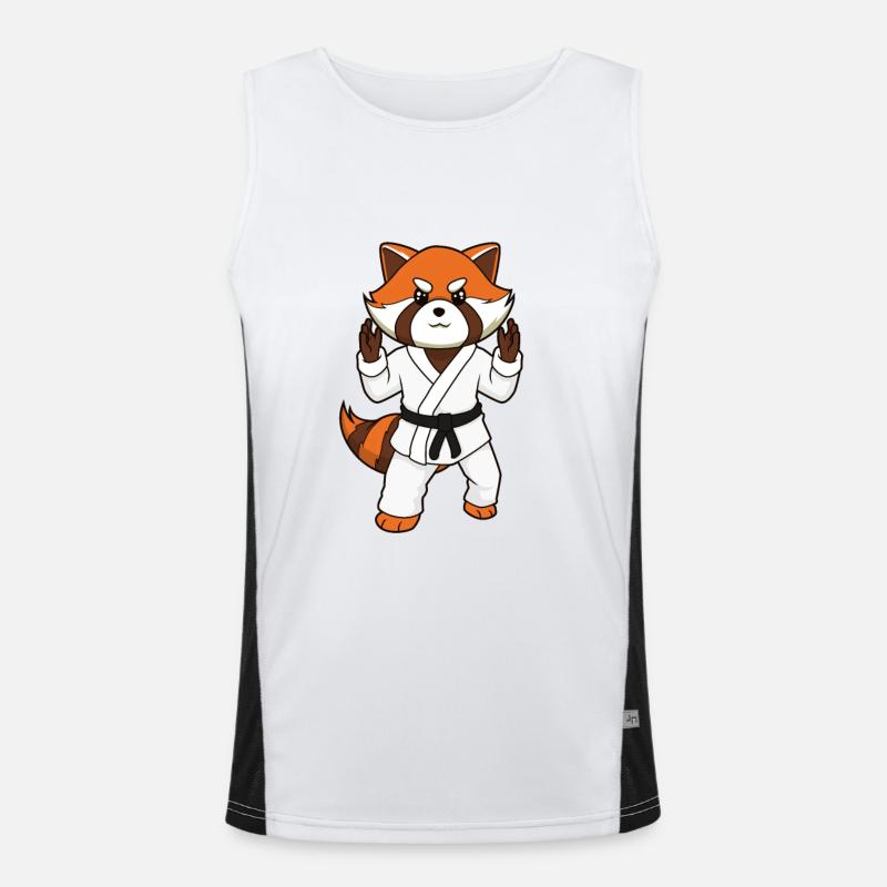 Comic red panda makes judo - Men's Functional Contrast Tank Top  - white/black