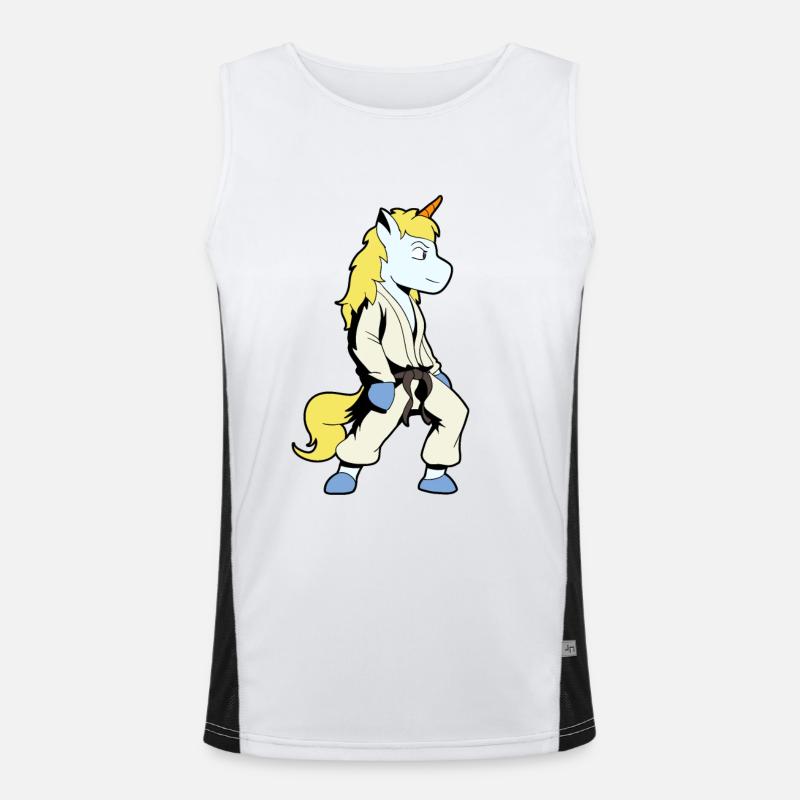 Comic Einhorn macht Judo Funktionelles Kontrast-Tank Top für Männer 