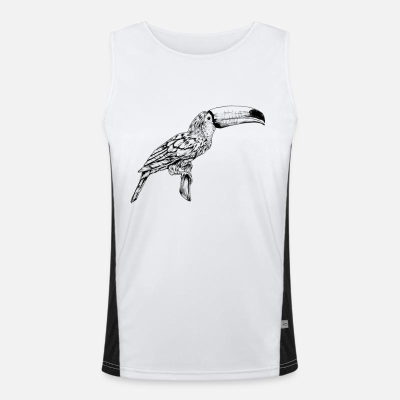 Stroke Drawing - Toucan - Men's Functional Contrast Tank Top  - white/black