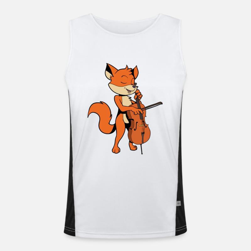Comic Fuchs plays cello - Men's Functional Contrast Tank Top  - white/black