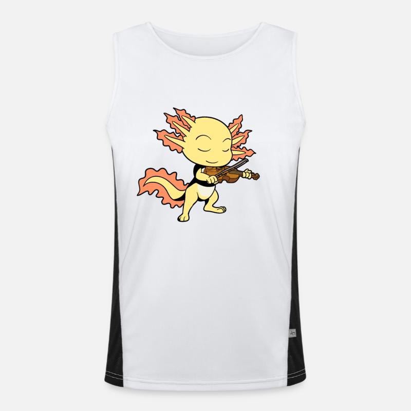 Comic Axolotl plays violin - Men's Functional Contrast Tank Top  - white/black