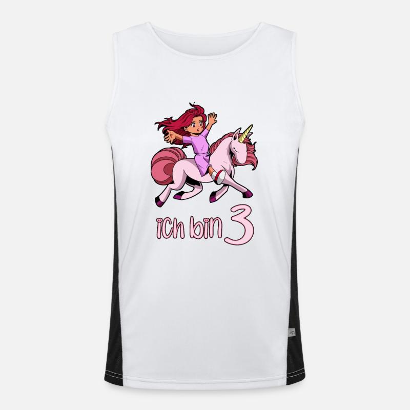 Geburtstagsshirt Einhorn - 3 Geburtstag Mädchen Funktionelles Kontrast-Tank Top für Männer 