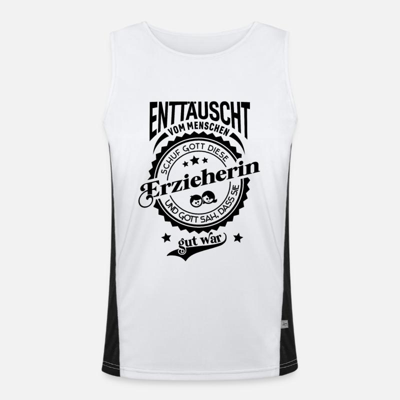 Lustiger Spruch für Beruf Erzieherin Funktionelles Kontrast-Tank Top für Männer 