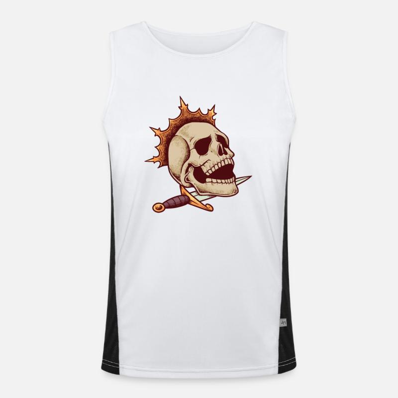 Dolch und Krone - majestätischer Schädel Funktionelles Kontrast-Tank Top für Männer 
