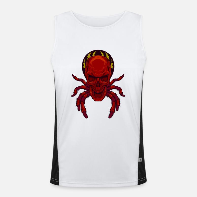 Gruselige Schädel Spinne Funktionelles Kontrast-Tank Top für Männer 