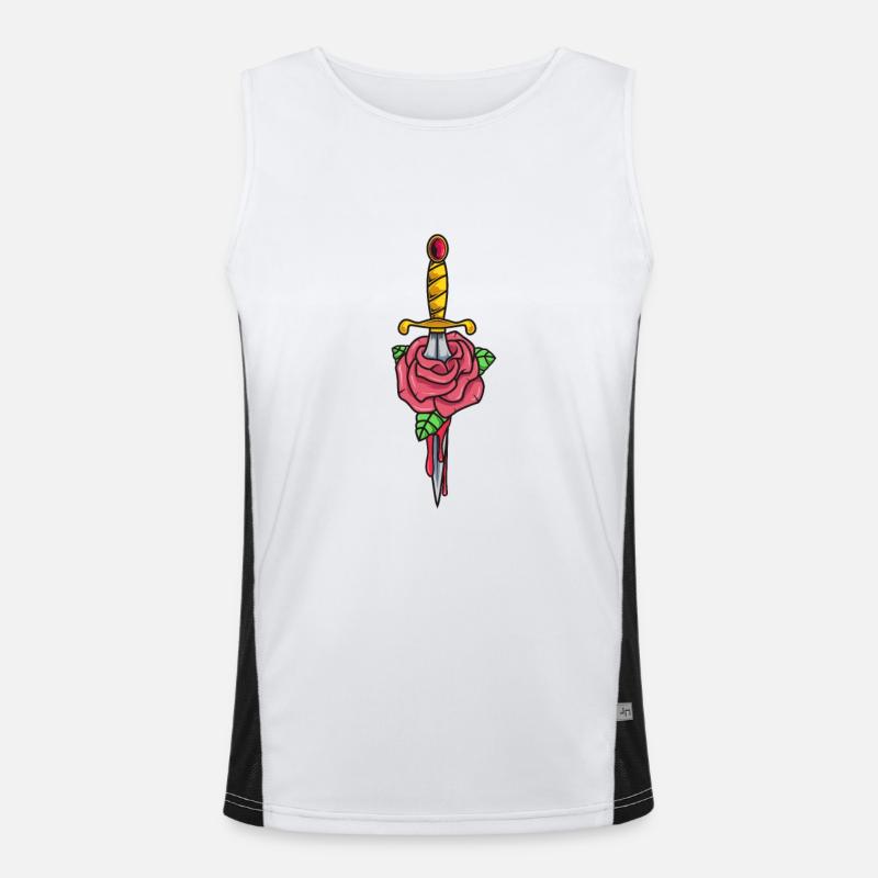 Gothic Dolch mit Rose Funktionelles Kontrast-Tank Top für Männer 