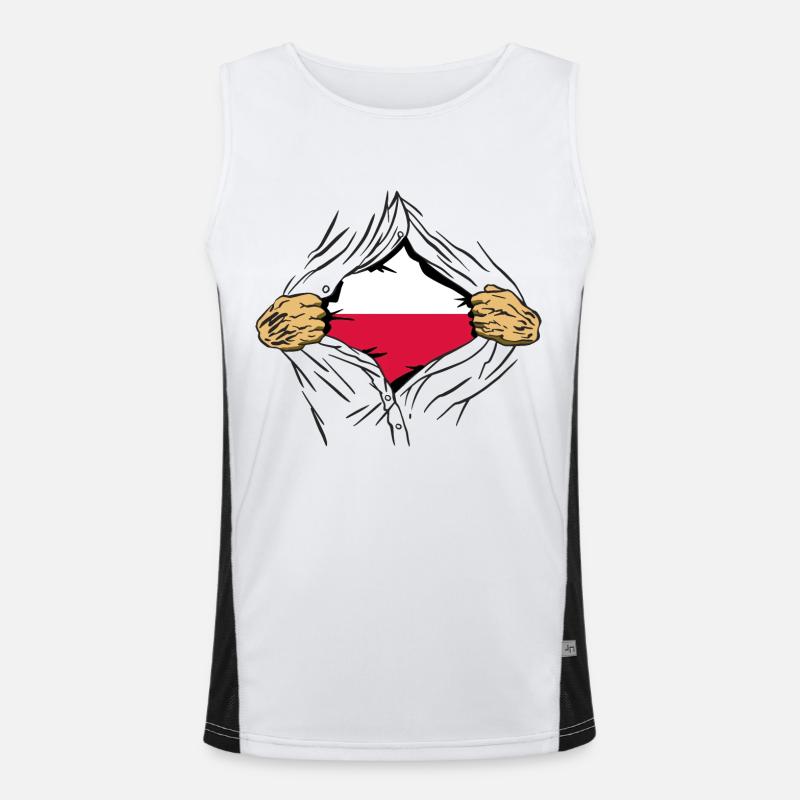 Drapeau de Pologne utilisé Look Polska Drapeau polonais Débardeur respirant contrasté Homme 
