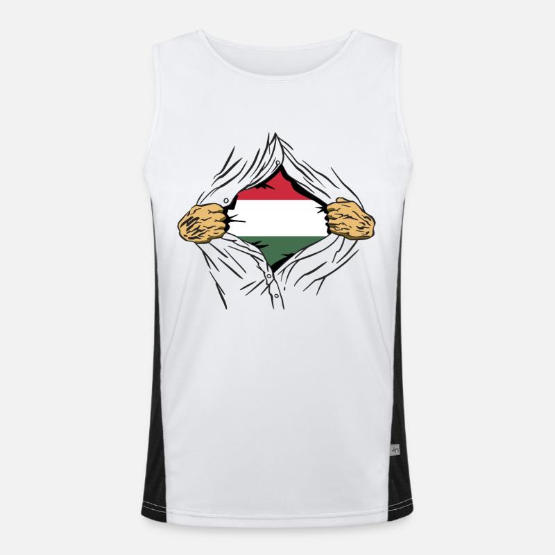 Hongrie Drapeau Hongrois Drapeau Balaton Hongrie Débardeur respirant contrasté Homme 