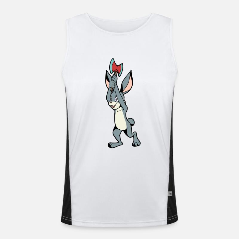Axe Throwing Rabbit - Axe Throwing - Men's Functional Contrast Tank Top  - white/black