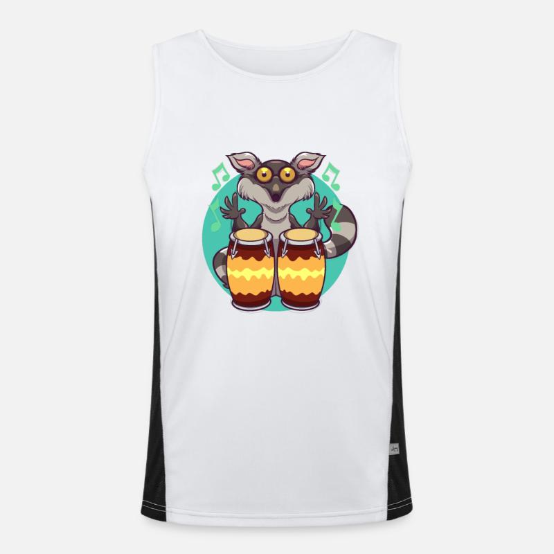 Comic Lemur plays percussion - Men's Functional Contrast Tank Top  - white/black
