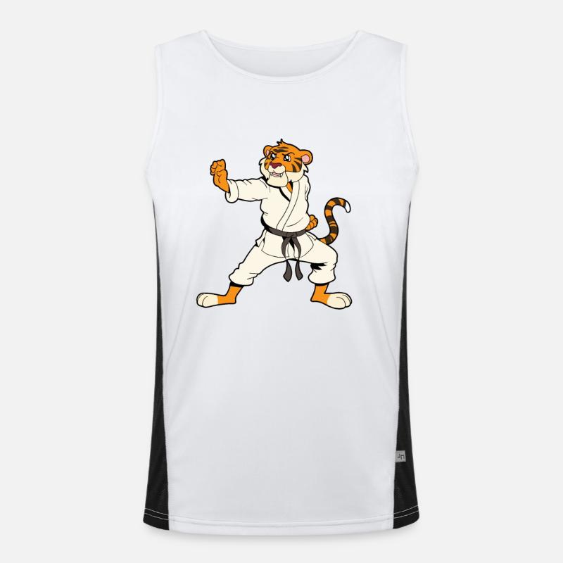 Comic Tiger does karate Men's Functional Contrast Tank Top 
