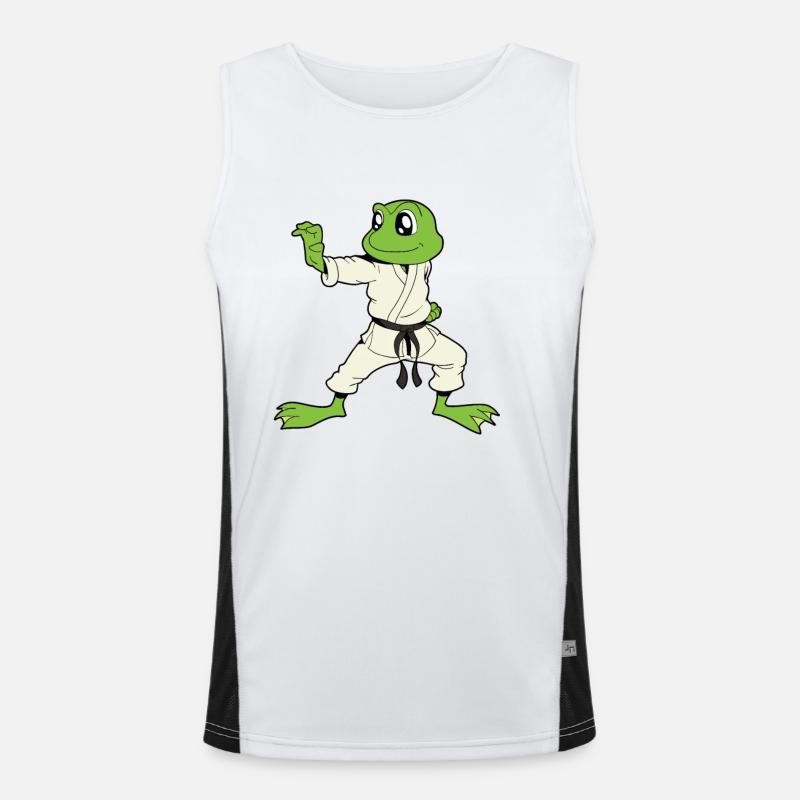 Comic Gecko does karate - Men's Functional Contrast Tank Top  - white/black