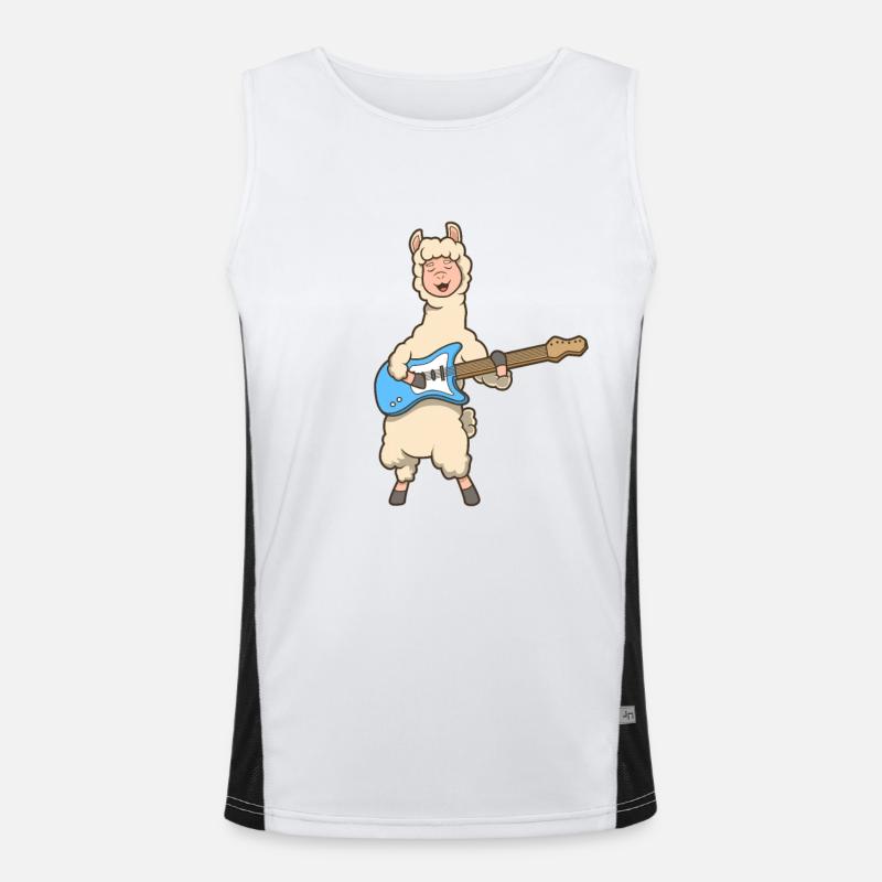 Comic Lama spielt E-Gitarre Funktionelles Kontrast-Tank Top für Männer 