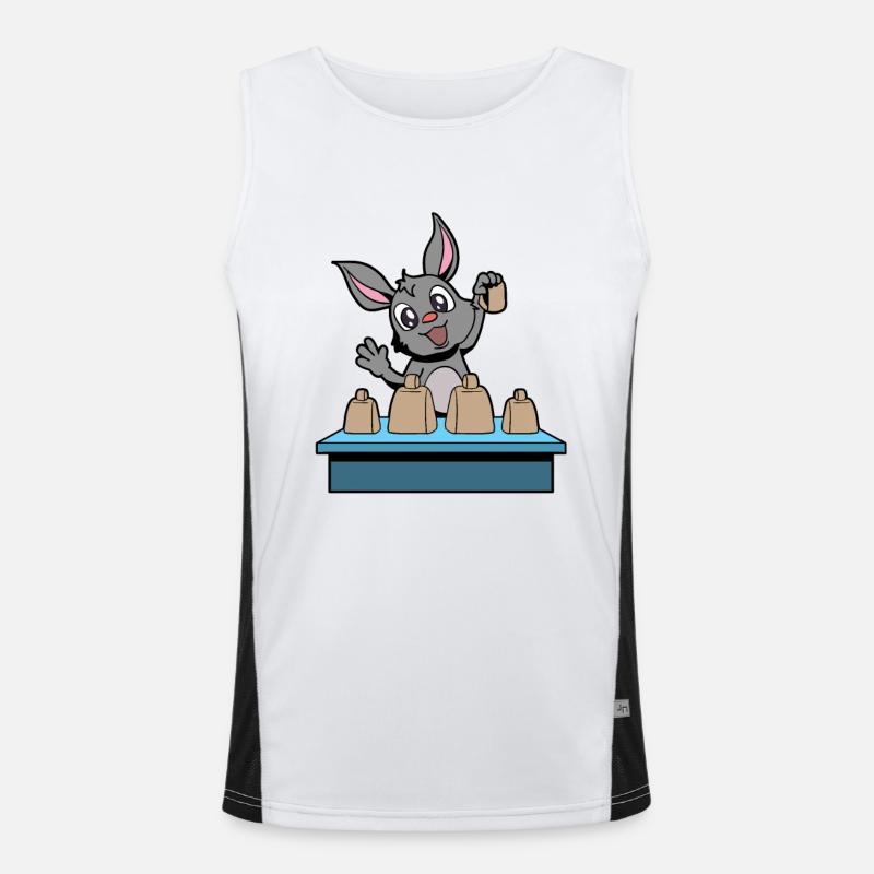 Comic Hase spielt Kuhglocken Funktionelles Kontrast-Tank Top für Männer 