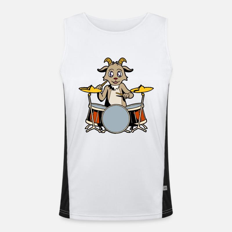 Comic Goat Drummer - Men's Functional Contrast Tank Top  - white/black