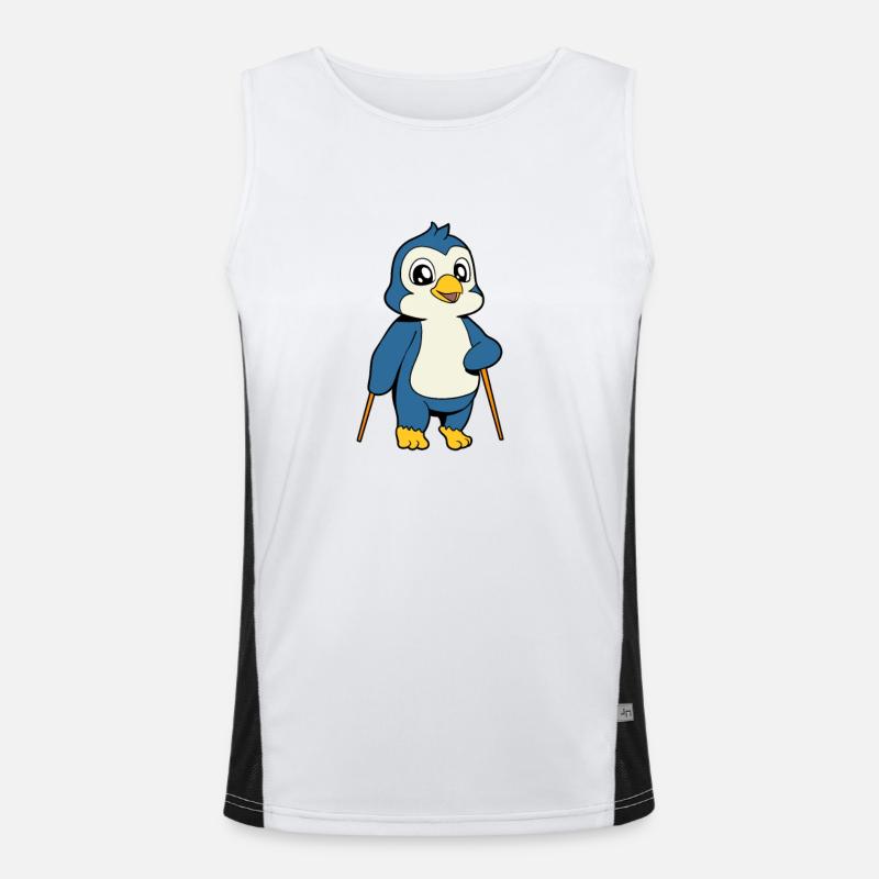Nordic Walking Comic Penguin Men's Functional Contrast Tank Top 