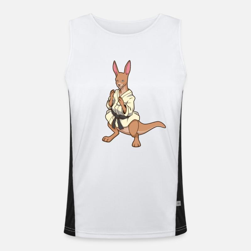 Comic Kangaroo makes judo - Men's Functional Contrast Tank Top  - white/black